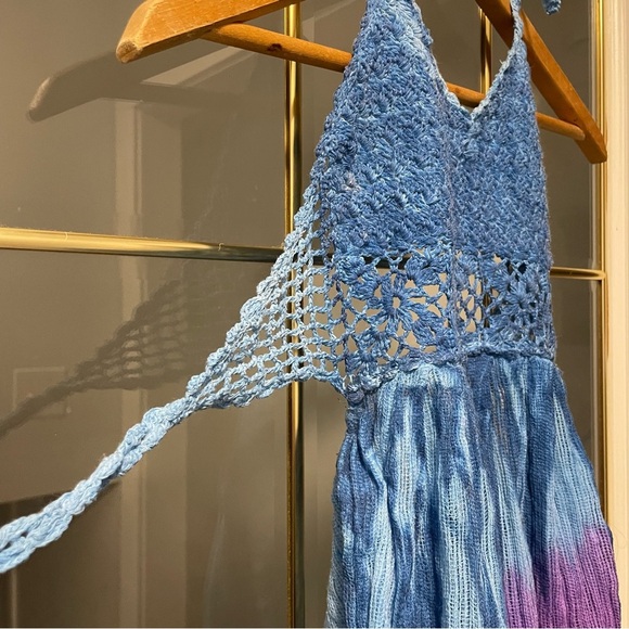 Blue Crochet Kids Casual Dress - Picture 4 of 8